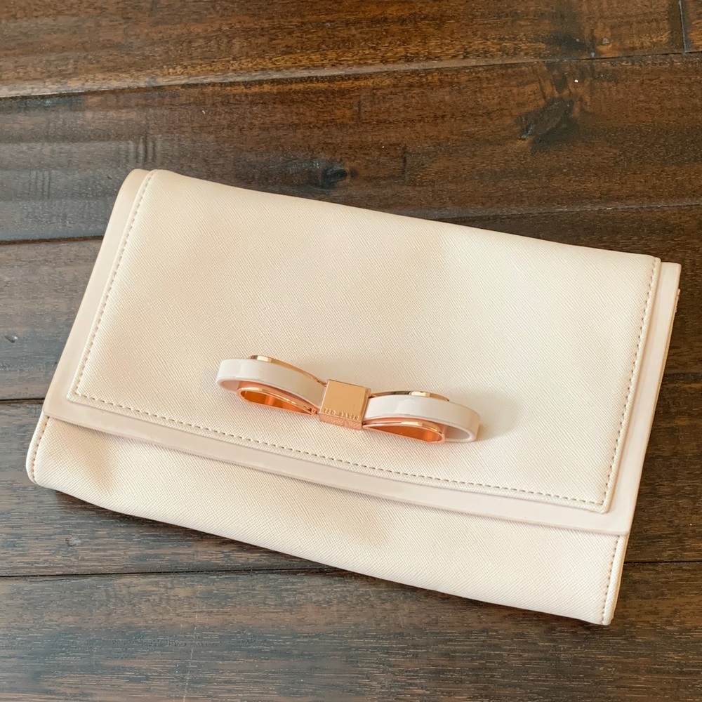 Ted Baker Clutch with Bow Detail in nude pink EUC